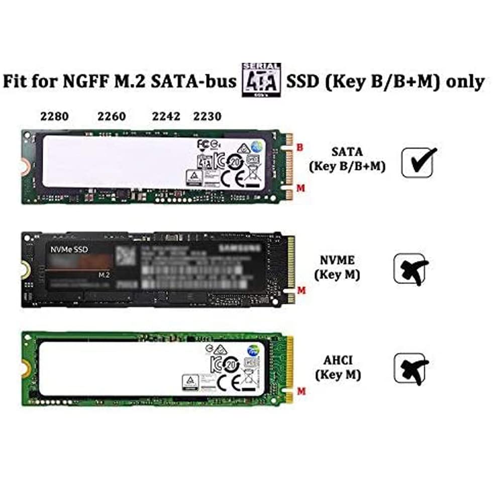 Verilux SSD Enclosure, M.2 SATA NGFF SSD Enclosure with USB C 3.1 Gen 2 USB3.0 Aluminum Alloy SSD Case for B+M Key, B Key NGFF SATA SSD, Fits 2230 2242 2260 2280 (Up to 2TB) Verilux SSD Enclosure, M.2 SATA NGFF SSD Enclosure with USB C 3.1 Gen 2 USB3.0 Aluminum Alloy SSD Case for B+M Key, B Key NGFF SATA SSD, Fits 2230 2242 2260 2280 (Up to 2TB)